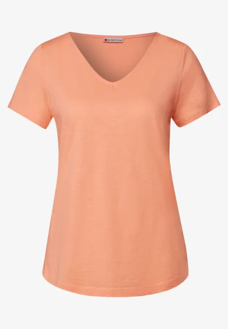 Basic T-Shirt in Unifarbe creamy orange