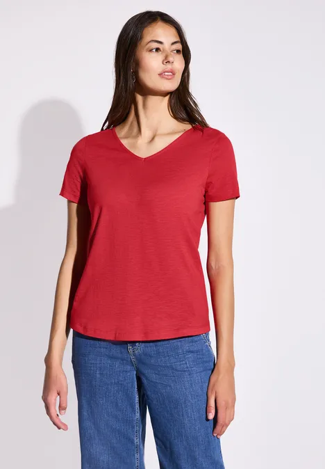 Basic T-Shirt in Unifarbe glory red