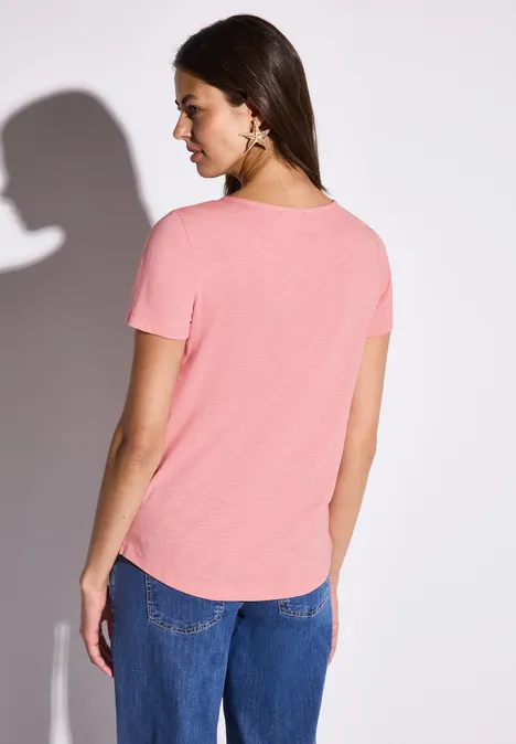 Basic T-Shirt in Unifarbe blush peach
