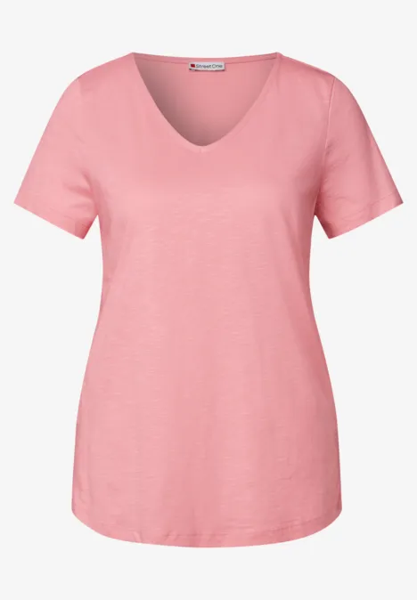 Basic T-Shirt in Unifarbe blush peach