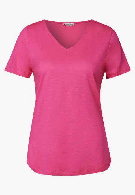 Basic T-Shirt in Unifarbe blazing pink