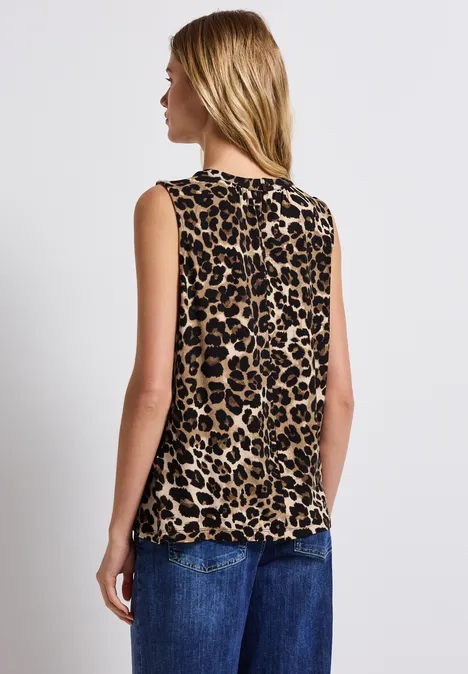 Jersey-Top mit Leo-Muster Black