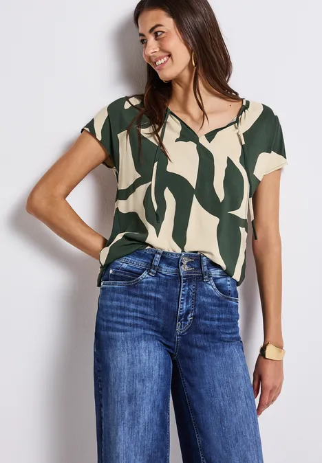 Tunika-Shirt mit Print mid green