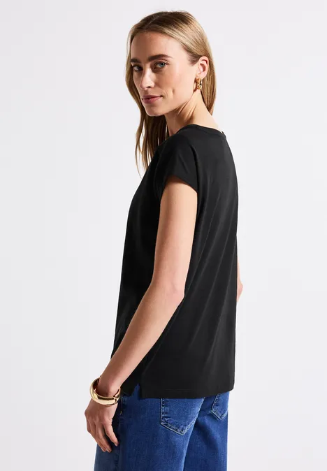 Shirt mit Deko-Tape Black