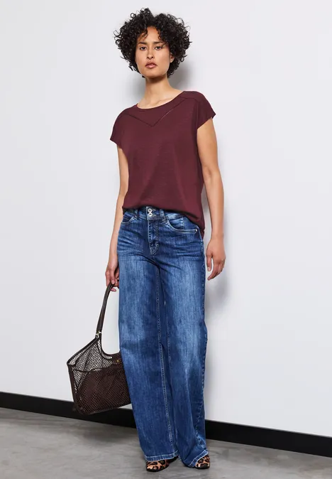 Shirt mit Deko-Tape dark cherry red