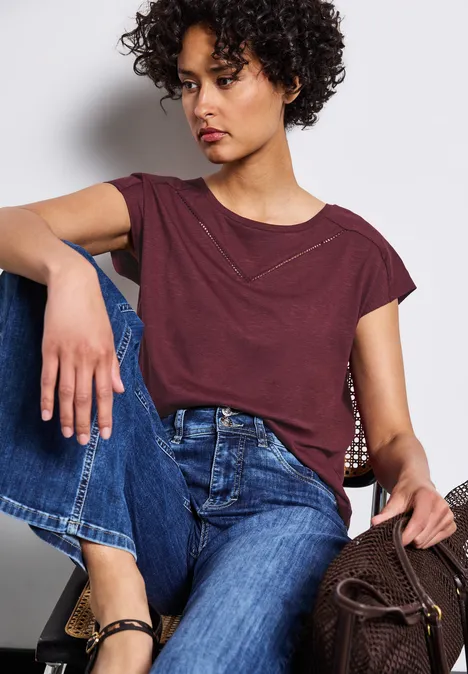 Shirt mit Deko-Tape dark cherry red