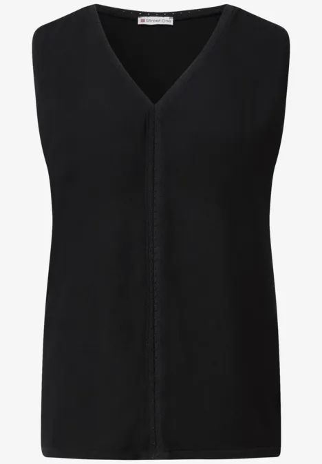 Materialmix Top mit Tape Black