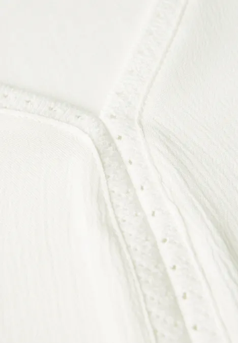 Materialmix Top mit Tape off white
