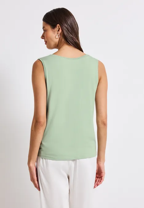 Materialmix Top mit Tape soft jade green