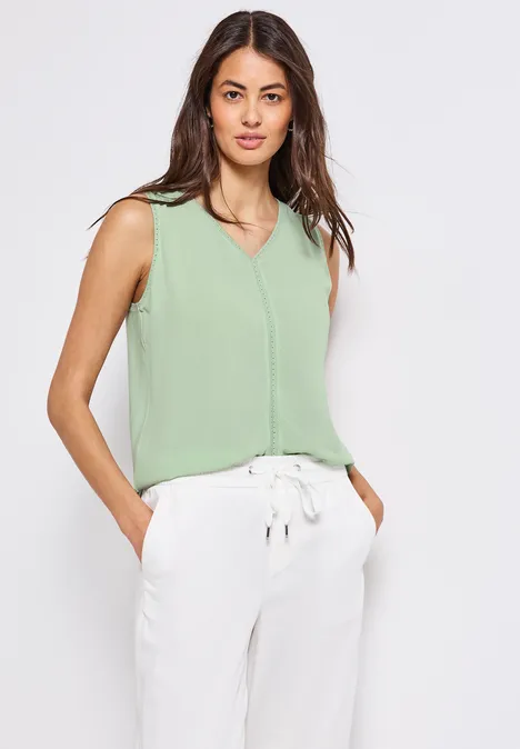 Materialmix Top mit Tape soft jade green
