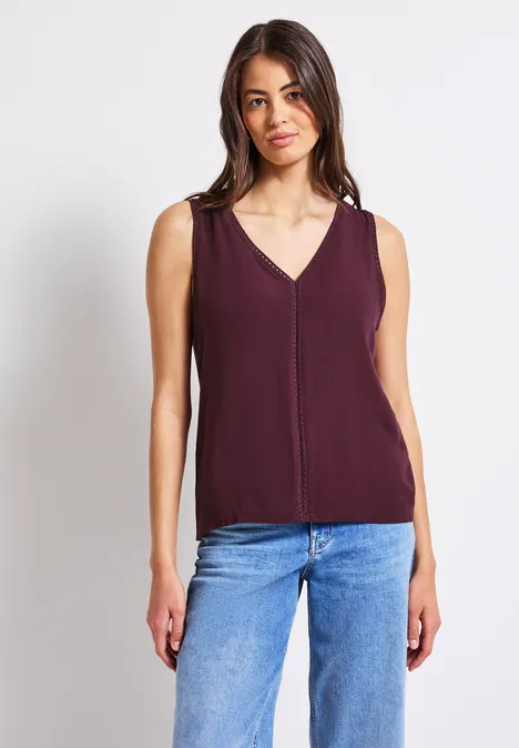 Materialmix Top mit Tape dark cherry red