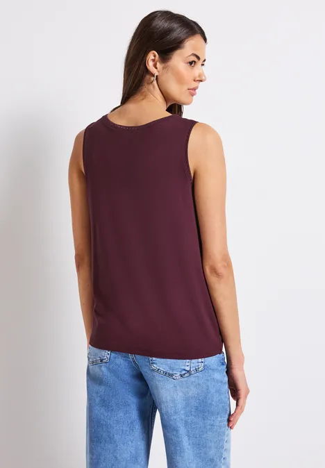 Materialmix Top mit Tape dark cherry red