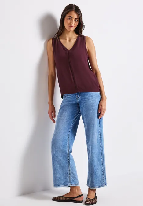 Materialmix Top mit Tape dark cherry red