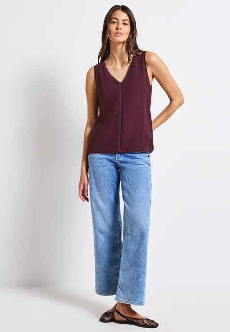 Materialmix Top mit Tape dark cherry red