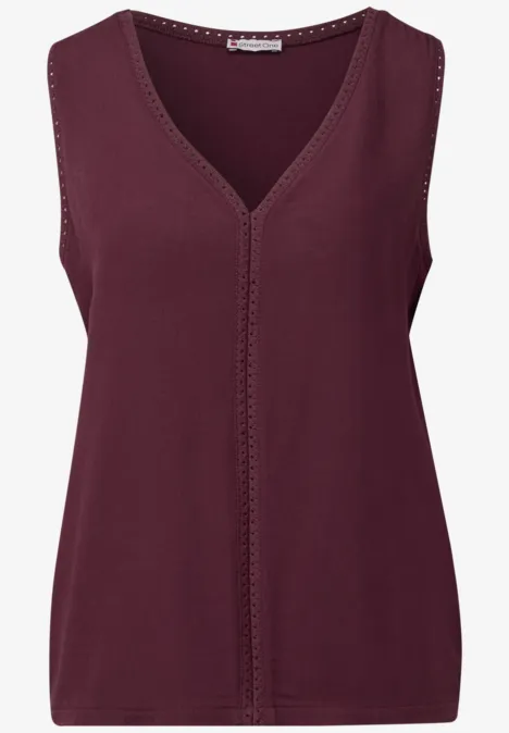 Materialmix Top mit Tape dark cherry red