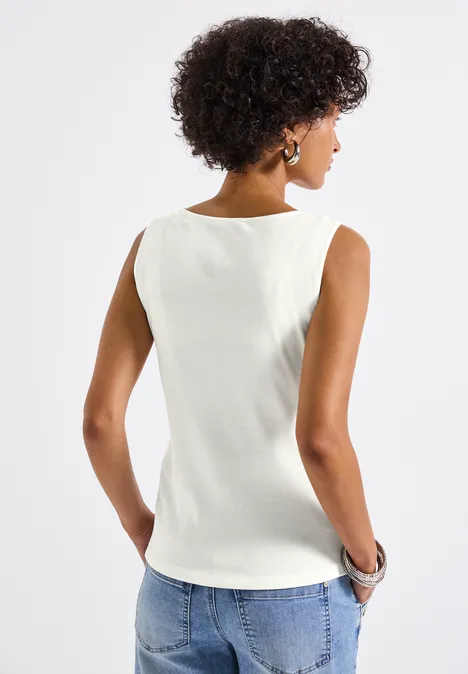 Top z dekoltem w kształcie serca off white