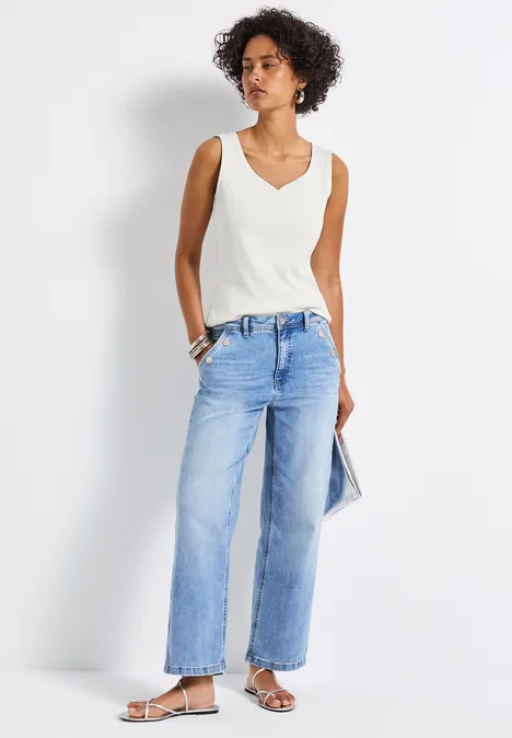 Top z dekoltem w kształcie serca off white