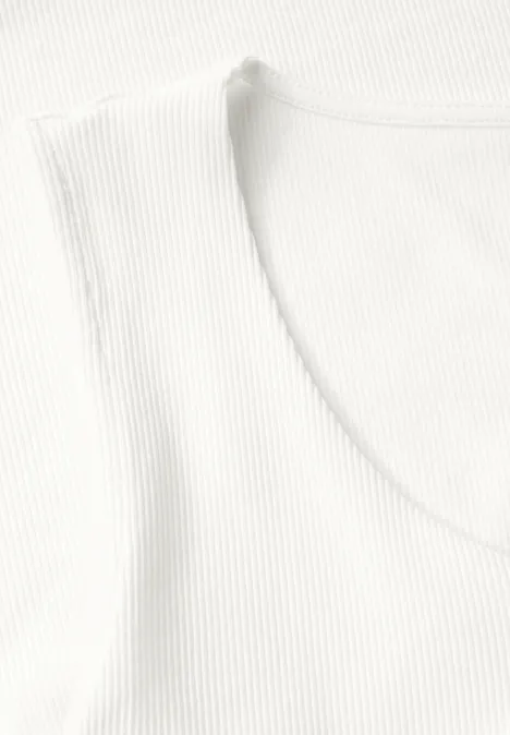 Top z dekoltem w kształcie serca off white