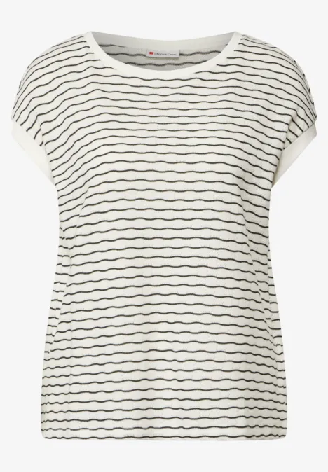 Shirt mit welligen Streifen off white