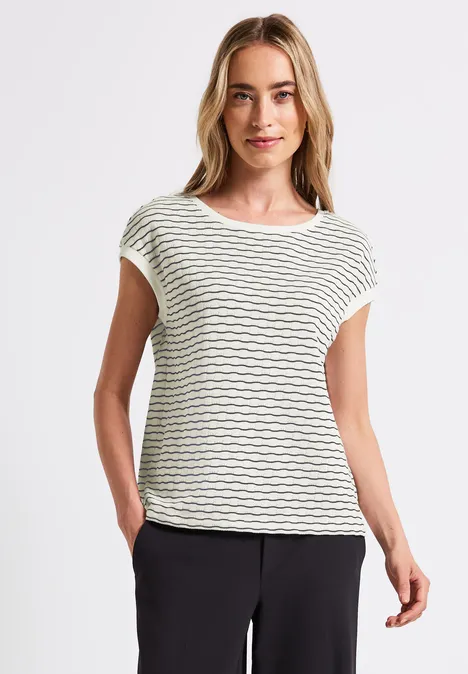 Shirt mit welligen Streifen off white