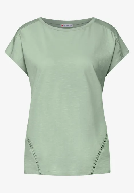 Shirt mit Häkeldetails soft jade green