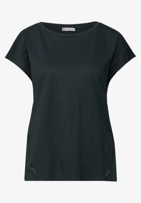 Shirt mit Häkeldetails pine grove green
