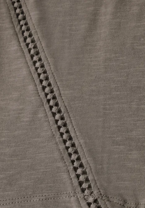 Shirt mit Häkeldetails dark tumbled beige
