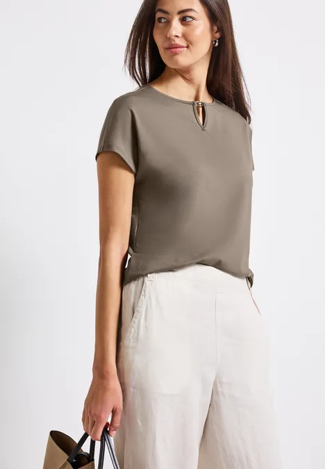 Shirt mit Cut-Out dark tumbled beige