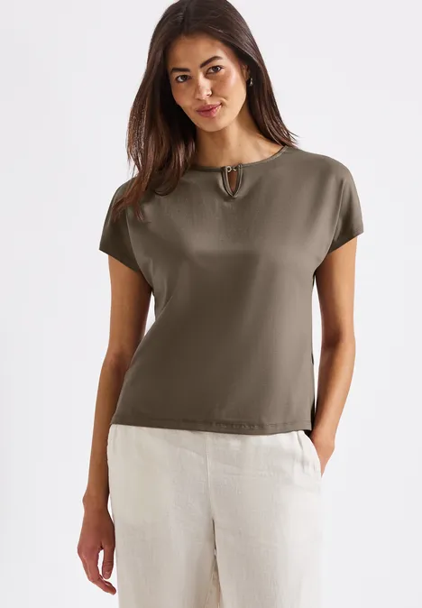 Shirt mit Cut-Out dark tumbled beige