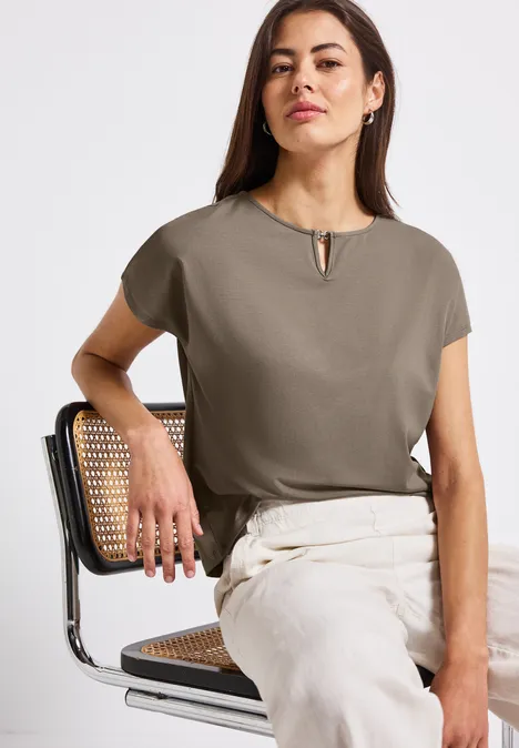 Shirt mit Cut-Out dark tumbled beige