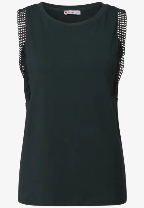 Top mit Häkeldetails pine grove green