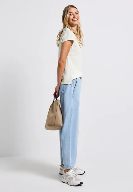 Strick-Look Poloshirt off white