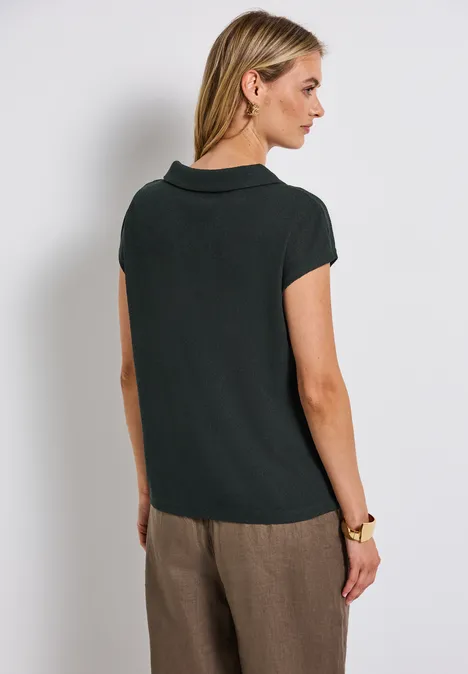 Strick-Look Poloshirt pine grove green