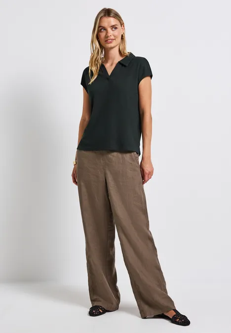 Strick-Look Poloshirt pine grove green