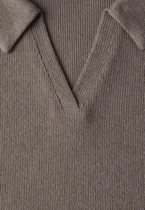 Strick-Look Poloshirt dark tumbled beige