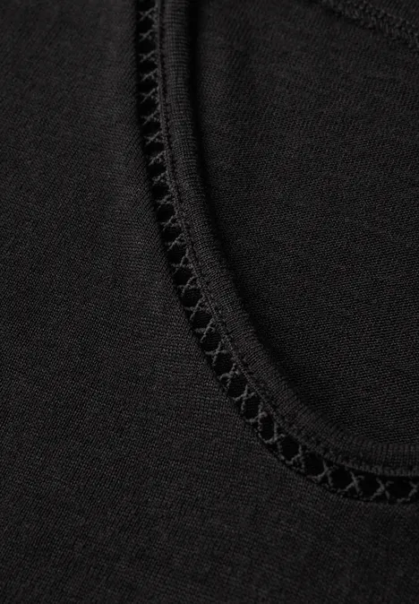 Leinen-Look T-Shirt Black
