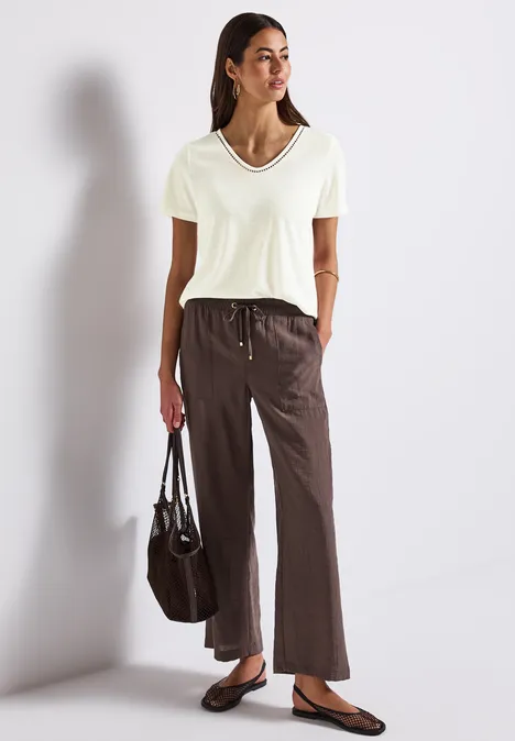 Shirt met linnen look off white