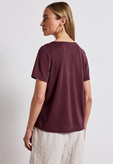 Leinen-Look T-Shirt dark cherry red