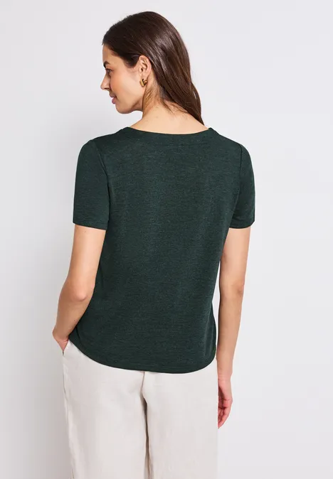 Leinen-Look T-Shirt pine grove green
