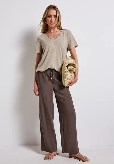 T-shirt en lin tumbled beige