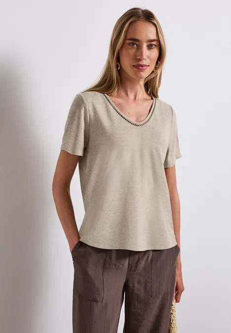 T-shirt en lin tumbled beige