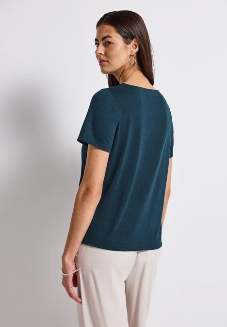 Leinen-Look T-Shirt tide blue