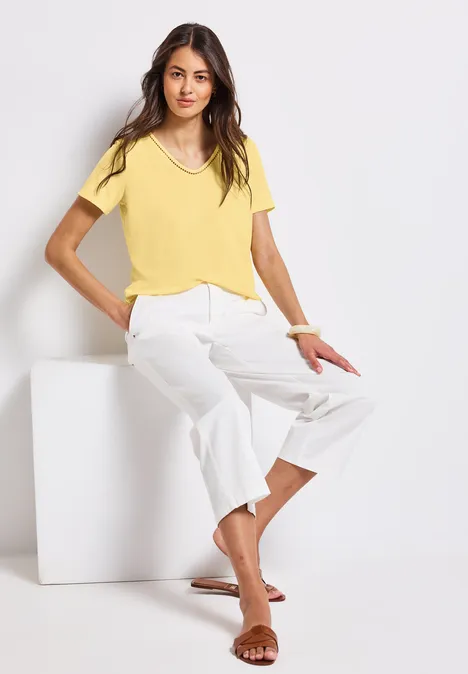 Leinen-Look T-Shirt buttercream yellow
