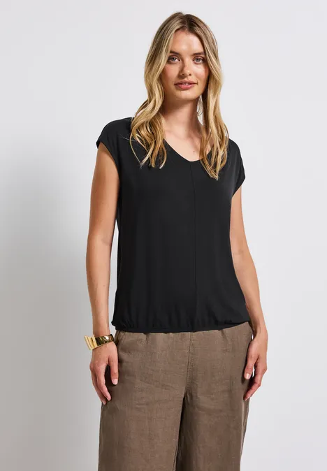V-Neck Jersey-Shirt Black