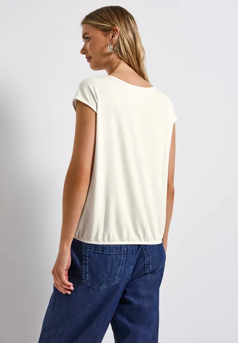 V-Neck Jersey-Shirt off white