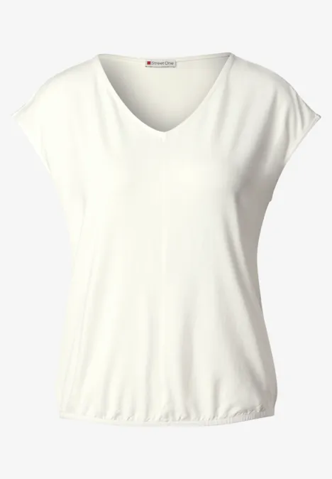 V-Neck Jersey-Shirt off white