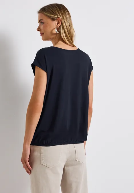 T-shirt en jersey à col en V deep blue