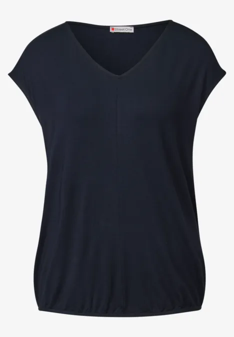 T-shirt en jersey à col en V deep blue