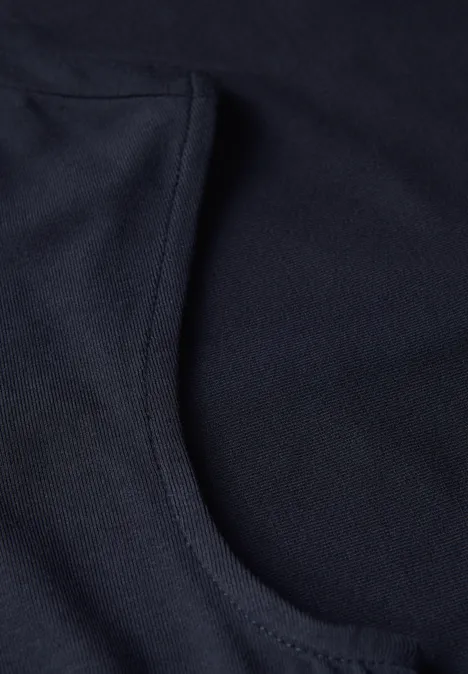 T-shirt en jersey à col en V deep blue