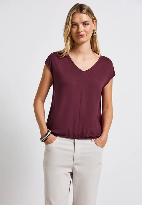 V-Neck Jersey-Shirt dark cherry red